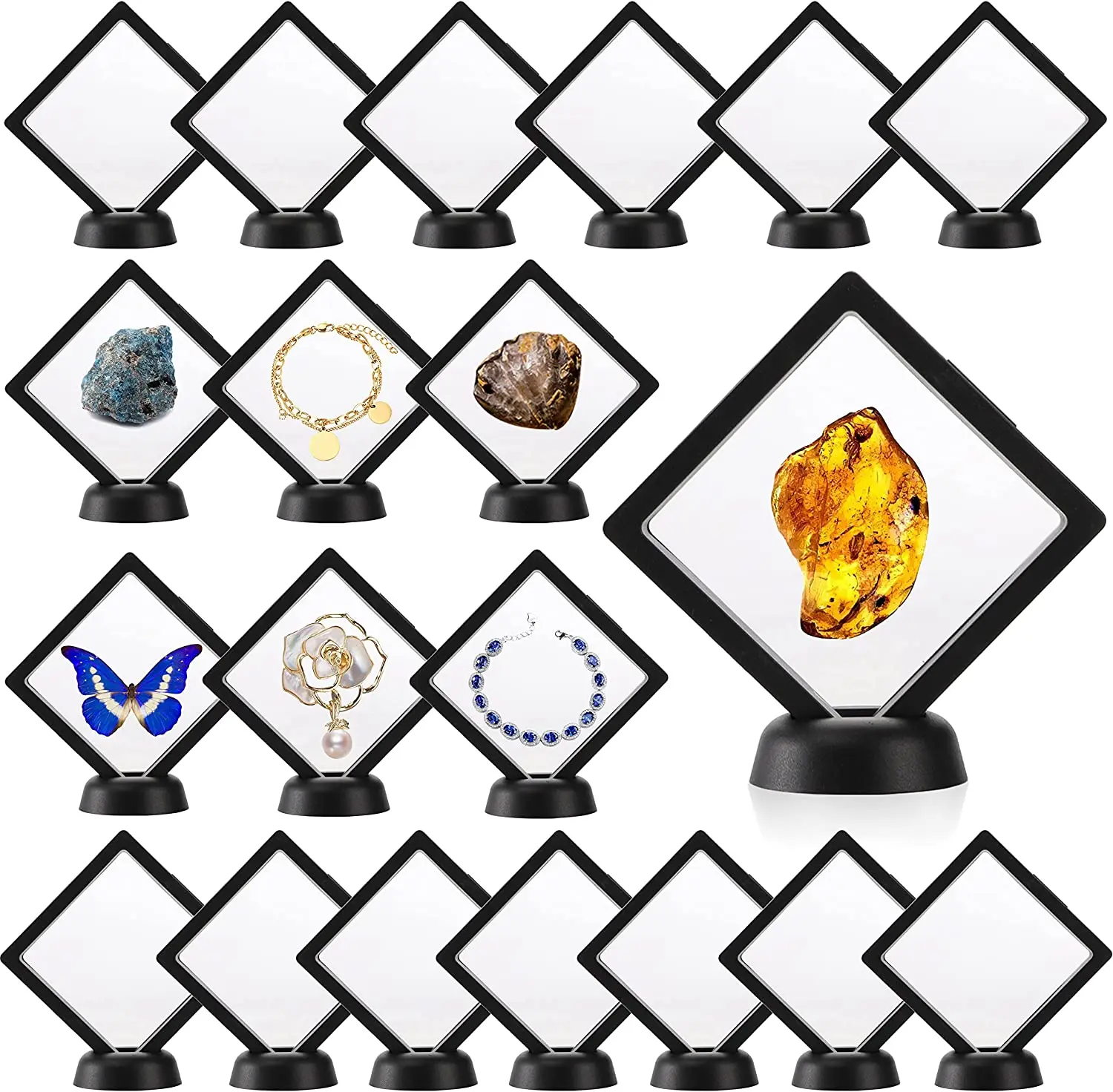 

Transparent Film Jewelry Packing Box Suspended Ring Earrings Display Stand Holder Coin Collection Gems Storage PET Membrane Case