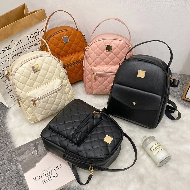 

Kleine Rugzak Vrouwen Schoudertassen Diamond Grids Zwart Pu Lederen Tas 2022 Zomer Mode Mochilas Feminina Riem Tas