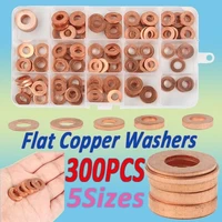 300pcs m8m10m12m14 copper washer gasket nut bolt set flat ring seal assortment kit for sump plugs with box