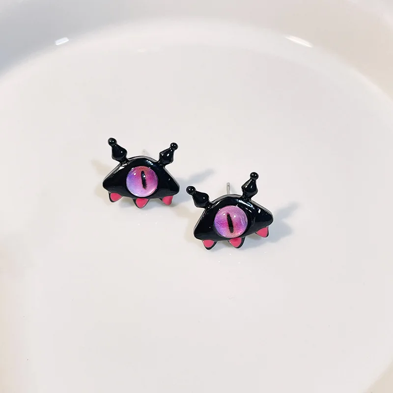 Уникальные черно-розовые серьги-гвоздики Monster Demon Eye для женщин новые современные