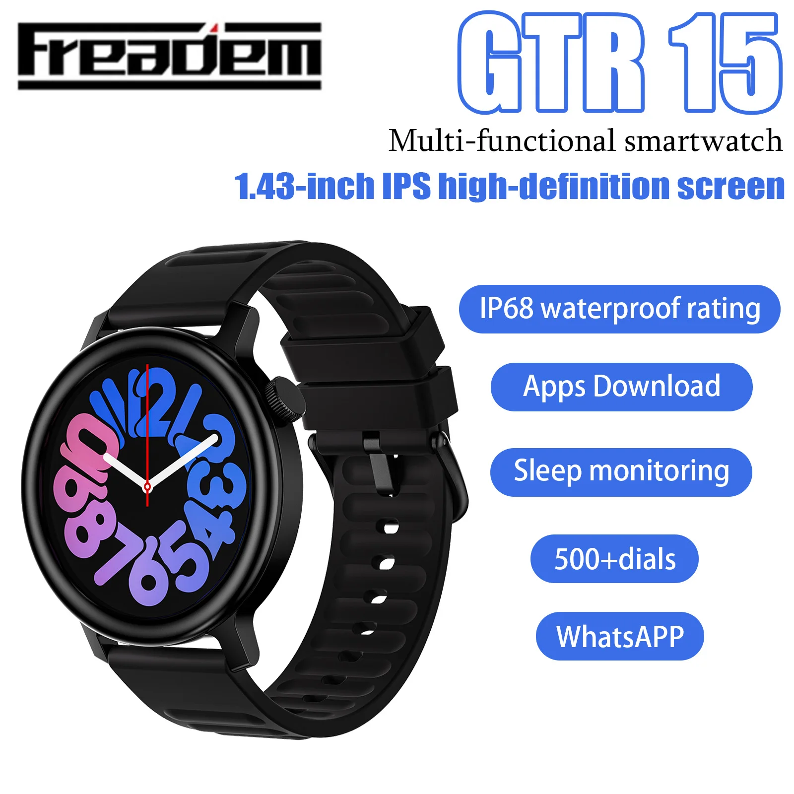 Фото Умные часы GTR15 с WhatsApp, ChatGPT, интеллектуальным набором номера, компасом, унисекс. №1