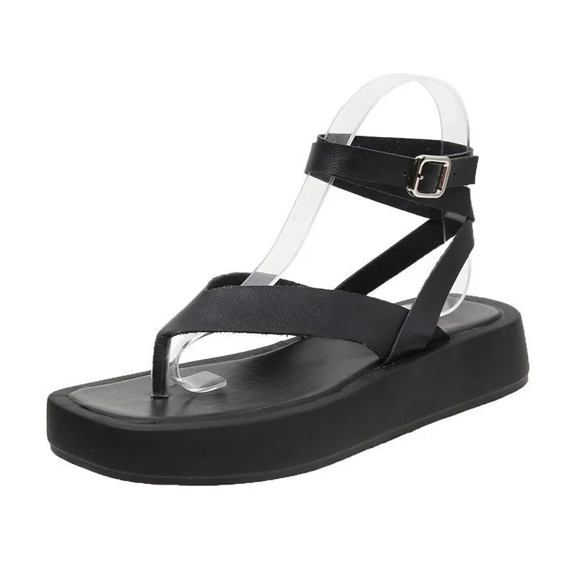 2023 Sandals Comfort Shoes for Women Suit Female Beige Summer Heels Flip Flops Platform Muffins shoe New Low Black Fashion Sprin