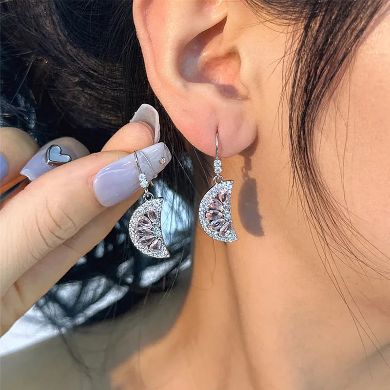 

New Silver Color Cute Orange Flower Dragonfly Butterfly Drop Earring For Women Ear Hook Earrings Luxury Zircon Jewelry Gifts