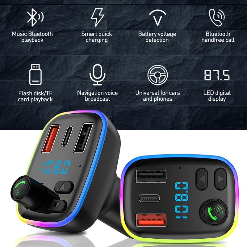 

Автомобильный FM-трансмиттер с поддержкой Bluetooth 5,0 и двумя USB-портами