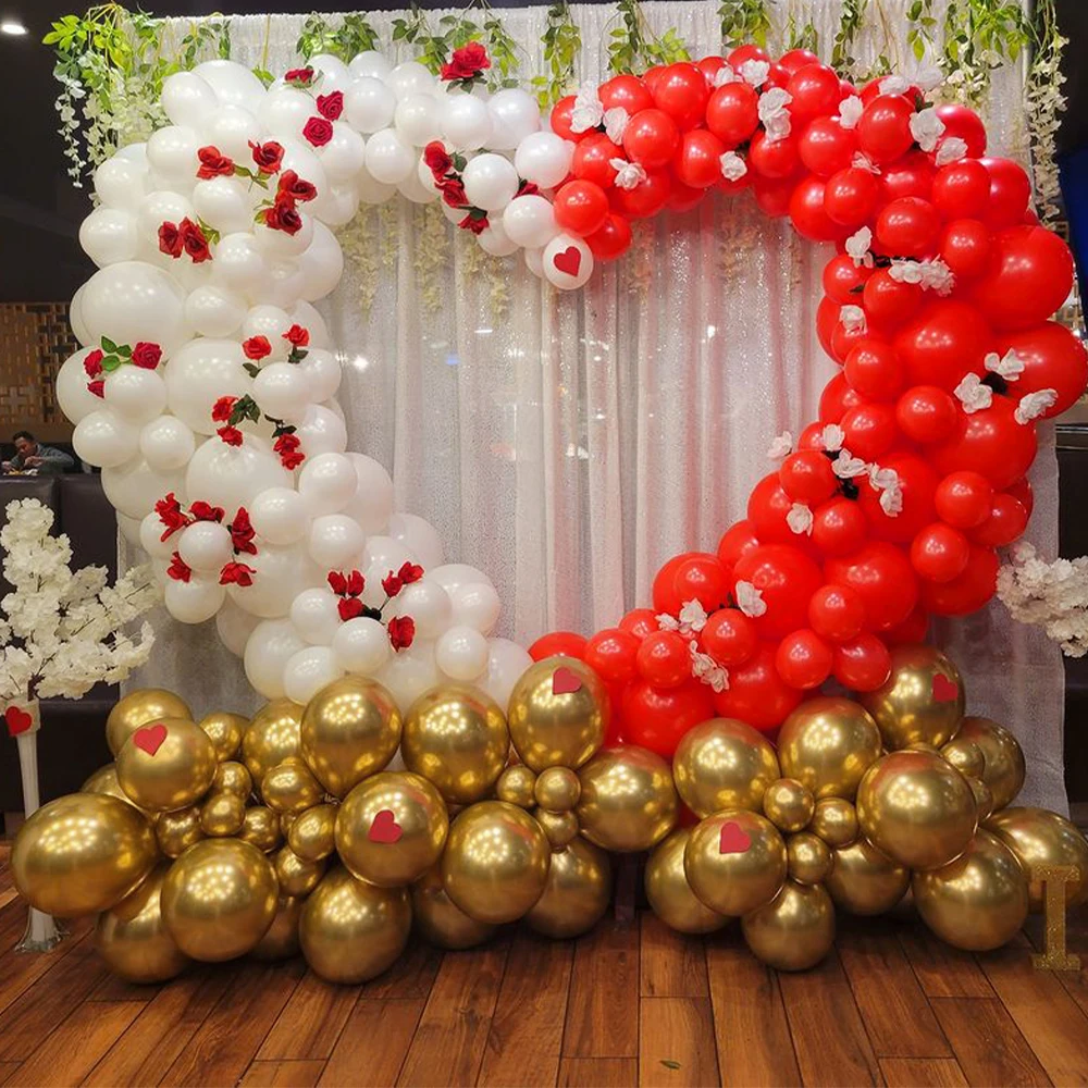 Ассорти Цветов Латексные Шары Красное Белое Золото Для Свадьбы Помолвки Дня