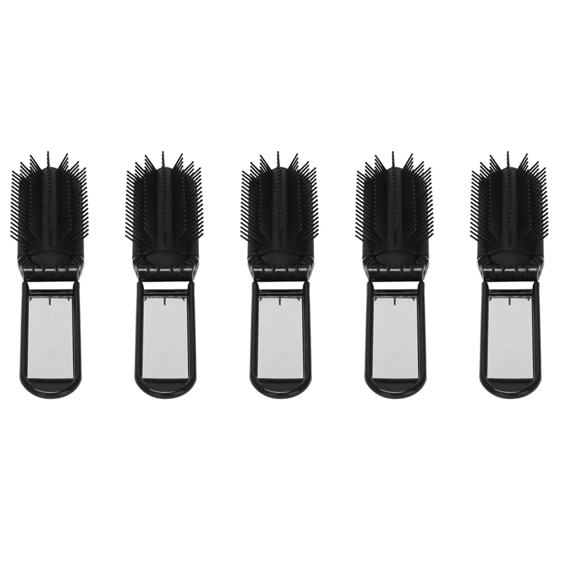 

5X портативная складная дорожная Щетка для волос с зеркалом компактный карманный размер расческа-черный