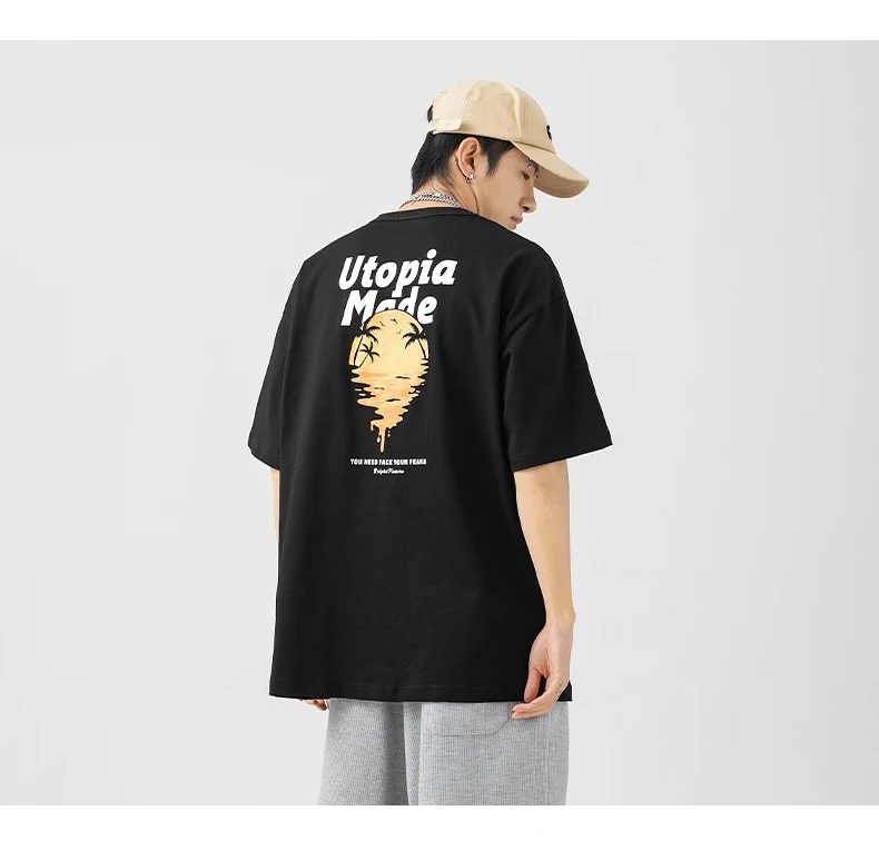

M4976 Printed short sleeved men's summer thin t-shirt cotton half sleeve casual top