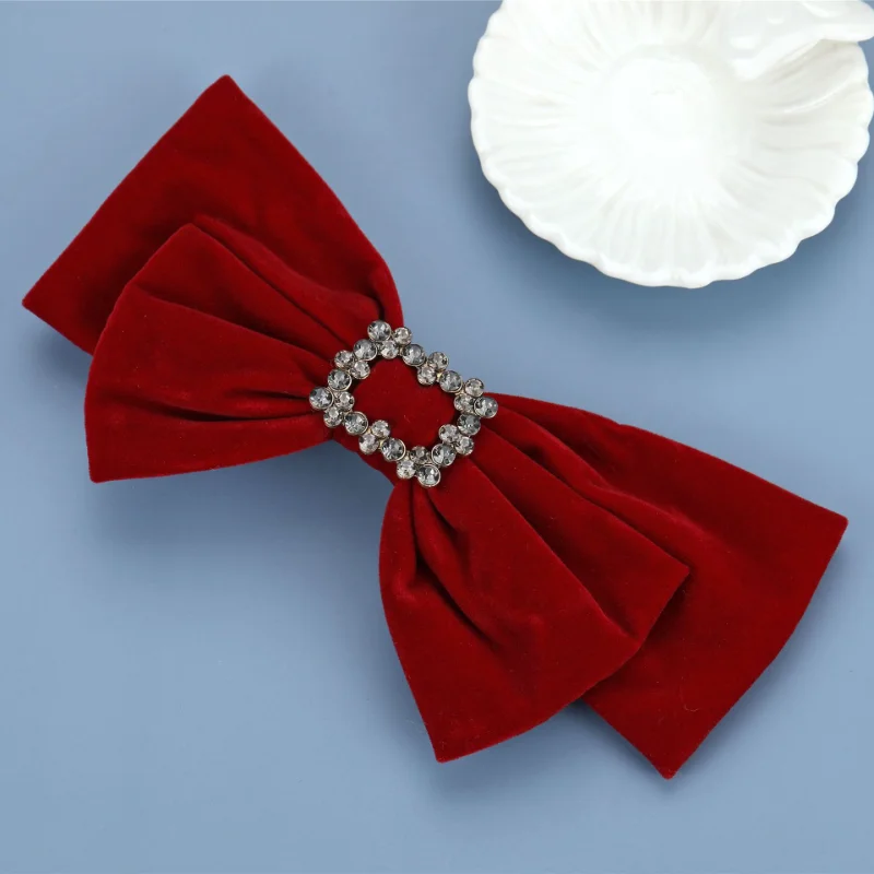 

Vintage Wine Red Big Bow Hairpin Female Wedding Banquet Bridesmaid Hair Jewelry Gift Simplicity Popular New Style