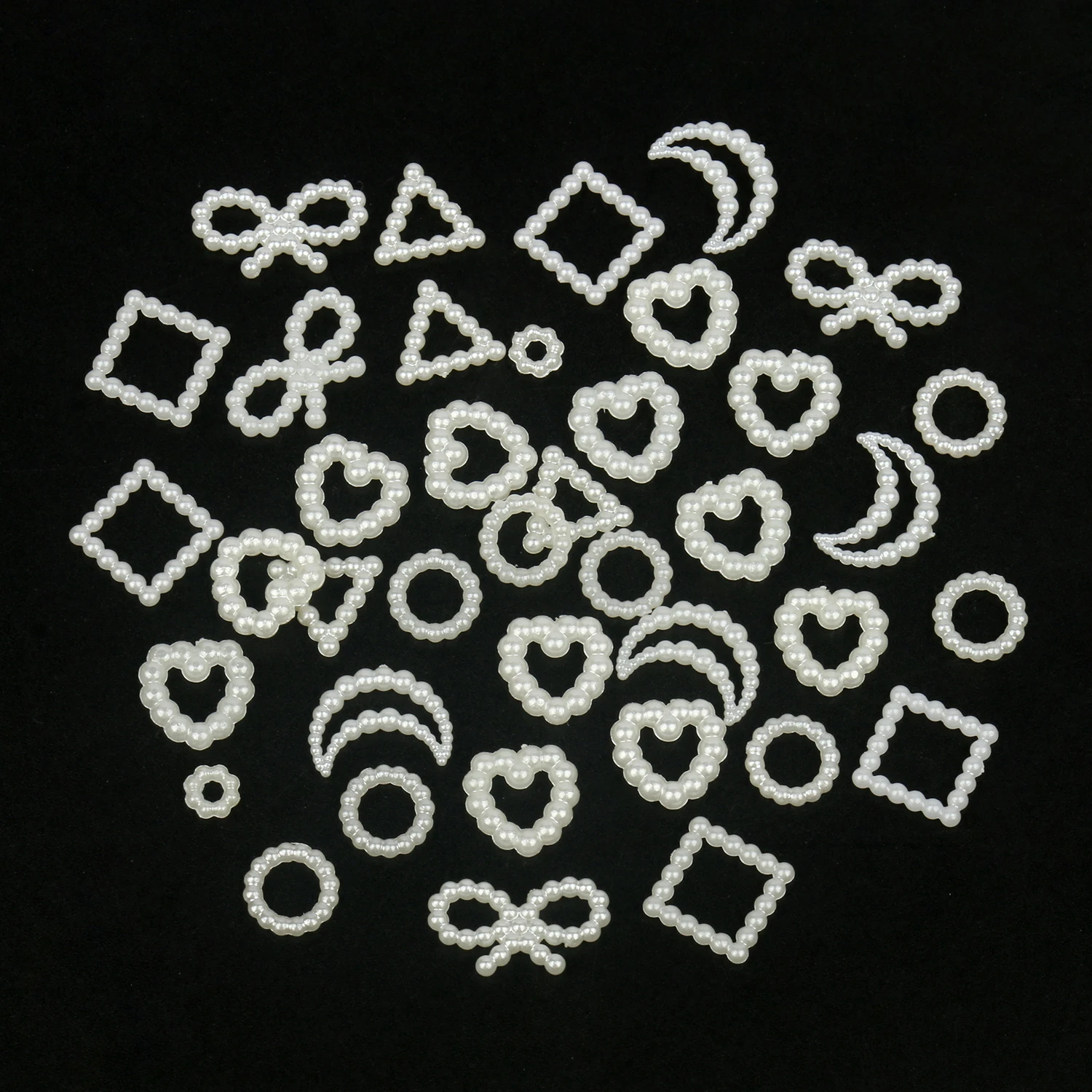 100pcs 10mm Flat Beads Heart Star Shape Beads Craft Imitation Pearls Flatback For Art Scrapbooking Decoration DIY Jewelry Making
