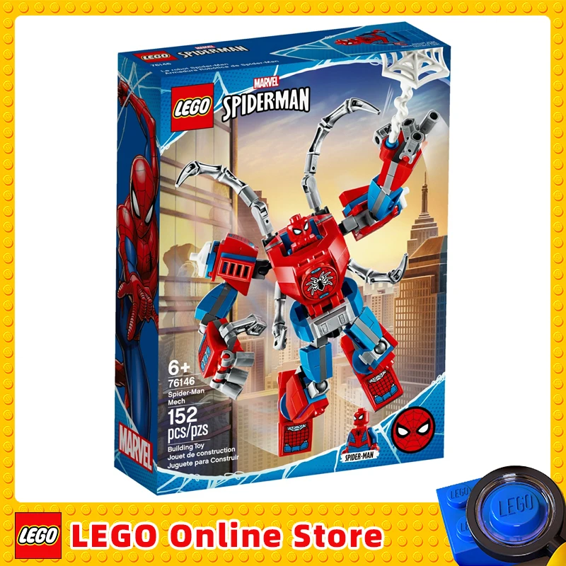 

LEGO Marvel Spider-Man Mech Kids' Superhero Building Toy Playset with Mech and Minifigure (152 Pieces) 76146 Toys Birthday Gift