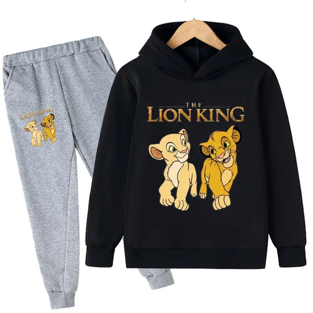 

4-16 Years Children Lion King Simba Hoodies Set Baby Suit Kids Clothes Boys Girls Clothing Pullovers Long Pants Kids Cartoon Set