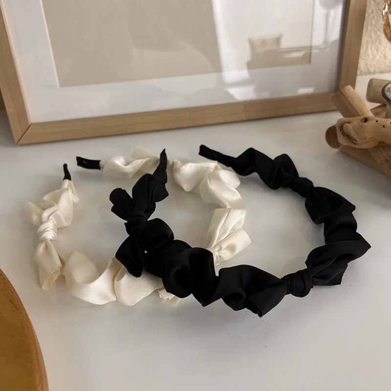 

Sweet Elegant Balck White Bowknot Hairbands for Women Girls Solid Color Headbands Sweet Girl Hair Accessories Headwear Headdress