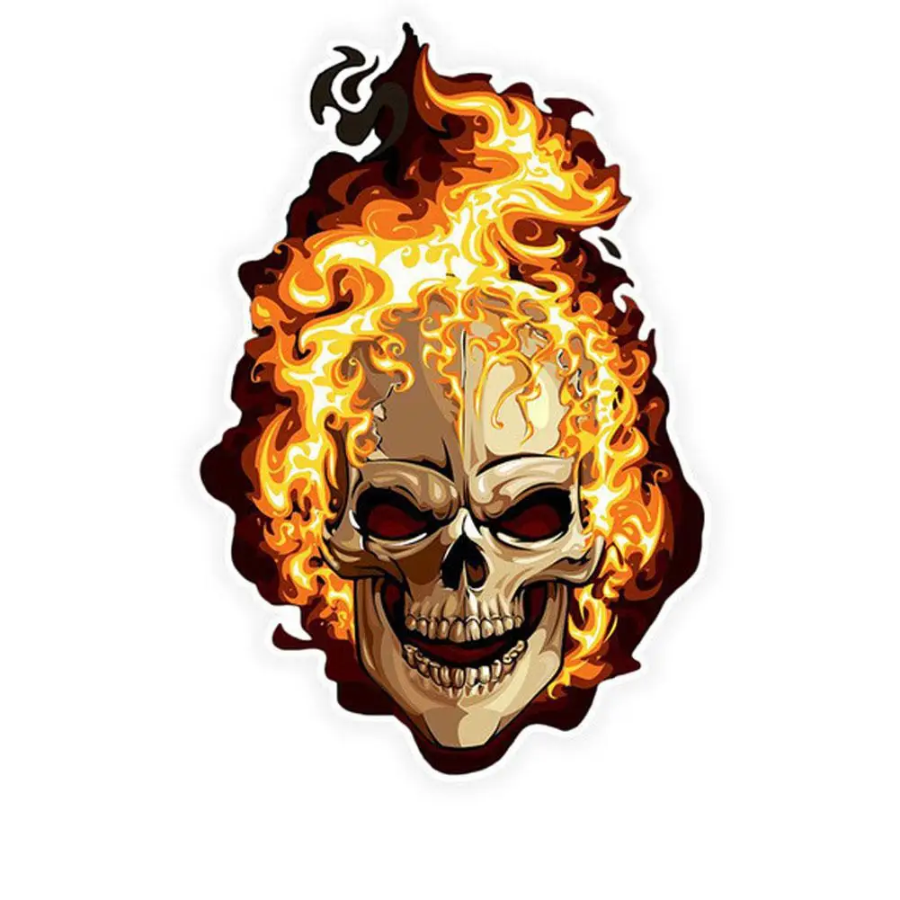 

Reflective Car Stickers Skull Flames Self-adhesive＆Detachable Strong Visual Impact Waterproof Fade Resistant for Motorcycle Car
