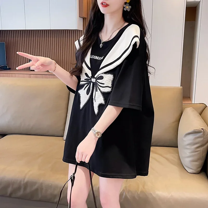 Новинка 2024 летняя футболка с короткими рукавами из чистого хлопка женская