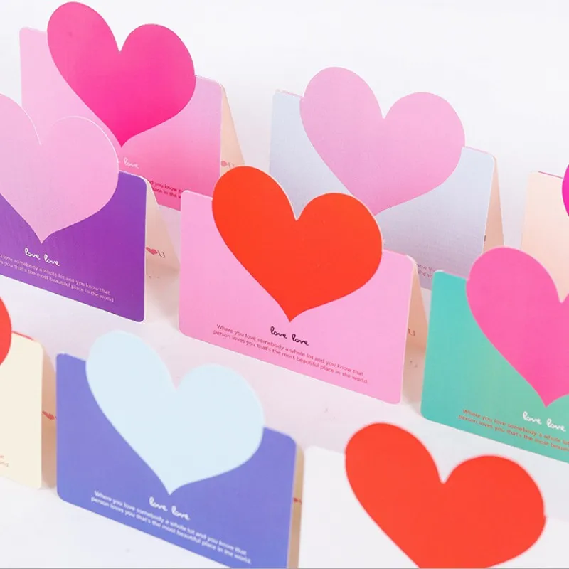 

5 pcs/pack LOVE Heart Shape Greeting Card Valentines Day Gift Card Wedding Invitations Card Romantic Thank You Cards color