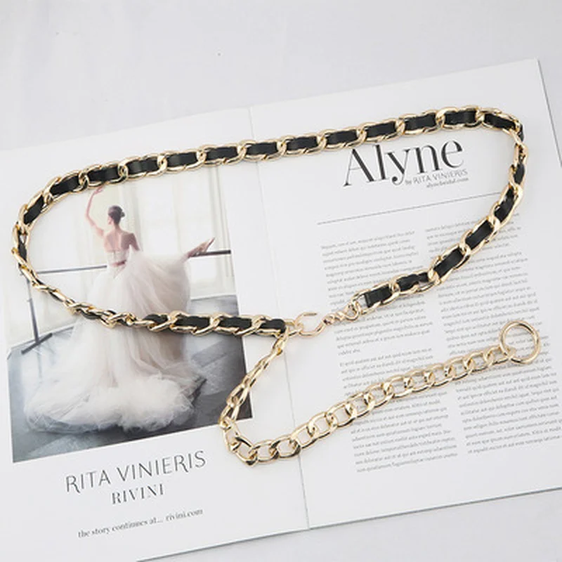 Ремень-цепочка женский эластичный серебристый металлический пояс пояс-стрейч |