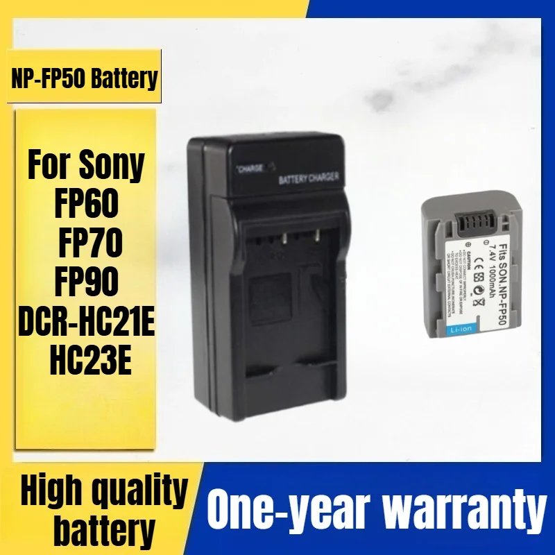Фото Аккумулятор NP-FP50 для камеры, зарядное устройство, для Sony FP60 FP70 FP90 DCR-HC21E HC23E, высококачественный аккумулятор 7.4V 1000mAh №1