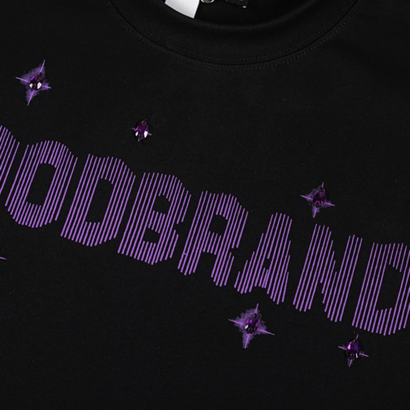 Фото Новинка: Футболка GOODBRAND с высококачественным принтом из блестящих страз, короткий рукав, унисекс, уличный стиль №5