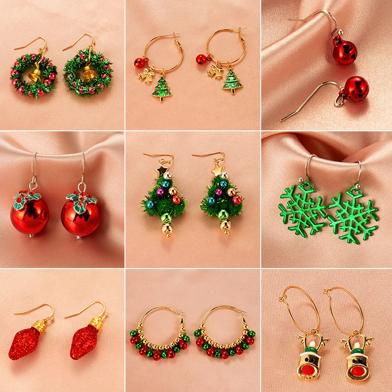 

Trend Personality Christmas Earrings Earrings European Beauty FashionCreative New Bell Christmas Tree Gift Earrings Set