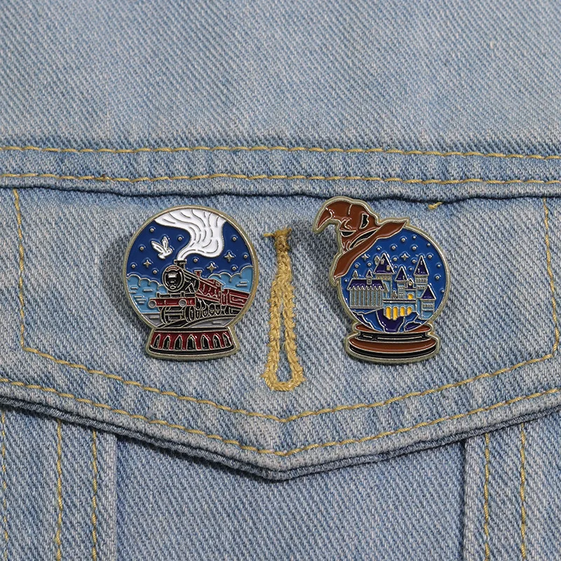 Мультяшный хрустальный шар волшебная шляпа в форме выпечки брошь с краской