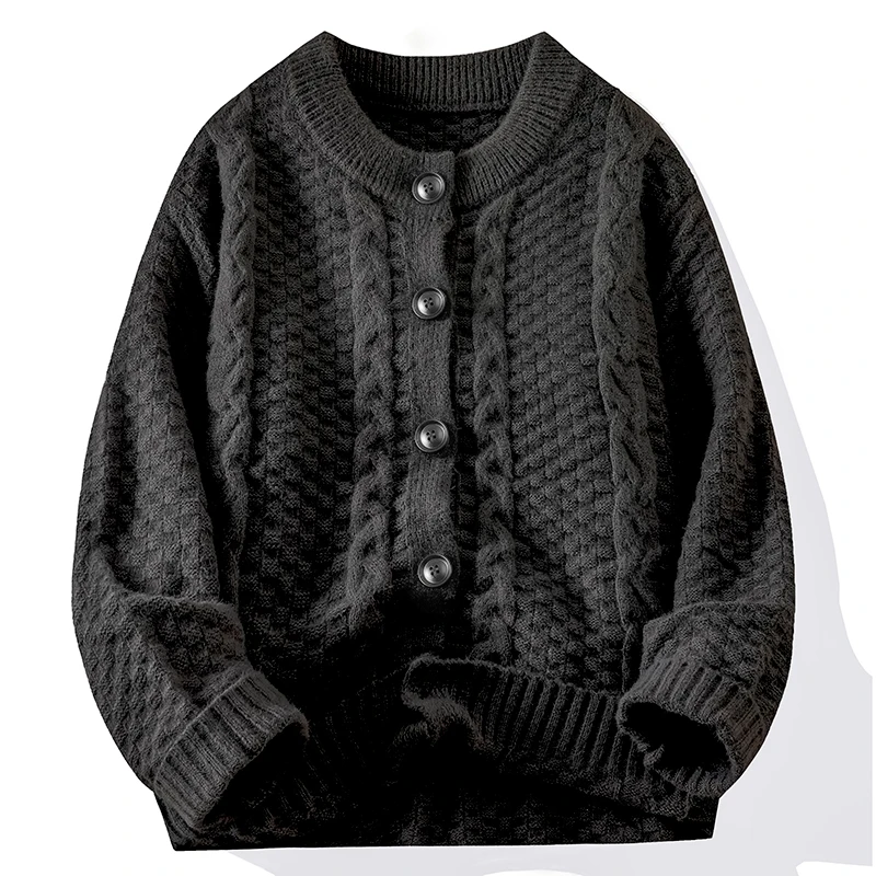 Мужской Кардиган Свитер С Круглым Вырезом Трикотаж Повседневный Свободный Крой