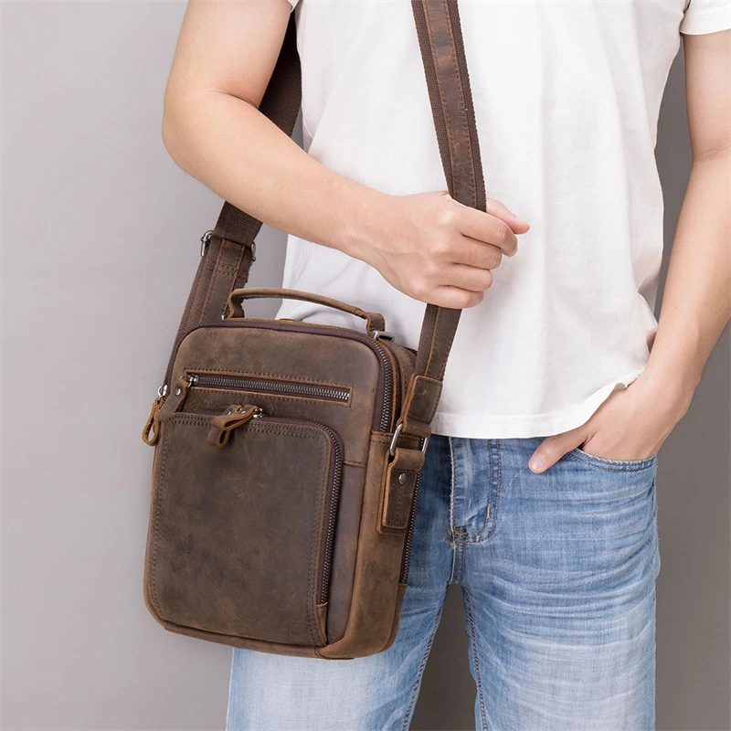 

Vintage Men Bag Horse Bag Shoulder Daily Crazy Newsbirds Crossbody Male School Style Of Leather Skin Bag Bag Messenger Books