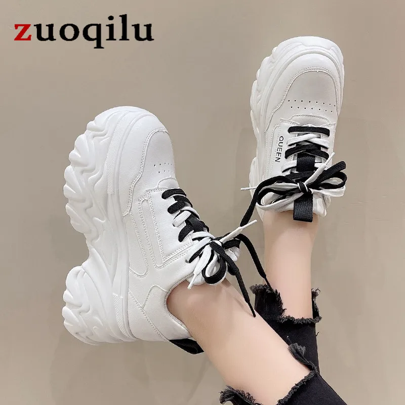 

Кроссовки для девочек на толстой подошве, повседневные универсальные, на платформе, в студенческом стиле, белые, весна