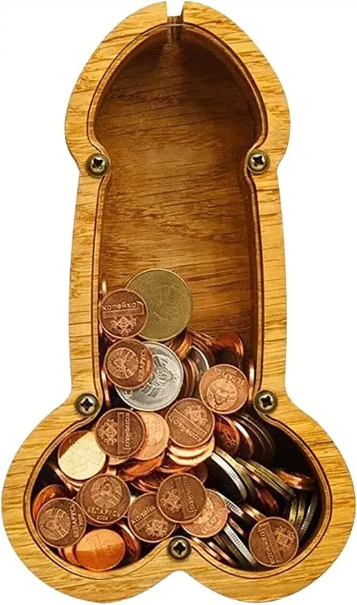 

Funny Piggy Bank Wooden Coin Money Saving Box Jar Coins Storage Box Desktop Ornament Decor Crafts Xmas Gift