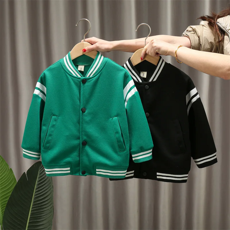 

Boys Baseball Jacket Uniform Sportswear 2022 Children's Clothing Baby Toddler Striped Casual Coats Boy Top Kids Clothes