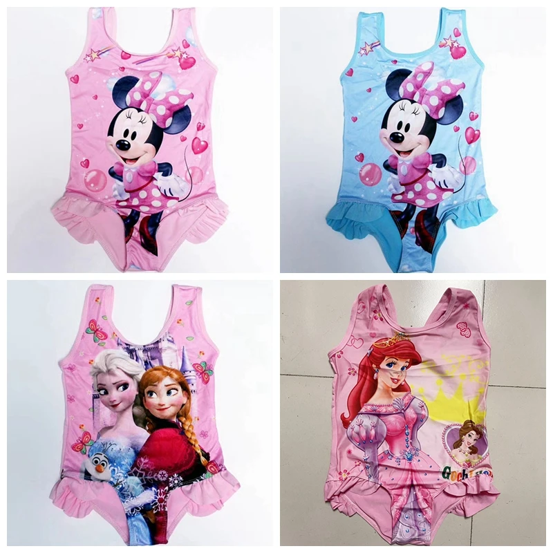 

Girls Swimsuit Children One Piece Swimwear Kid Cartoon Frozen Elsa Minnie Mermaid Sofia Princess Sport Beach Wear Baby Bath Suit