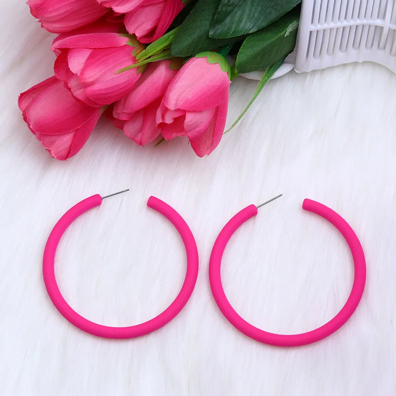 

Large C-Circle Women Earrings Punk Colorful Hoop Earring Acrylic Big Circle Hip Hop Fashion Jewelry
