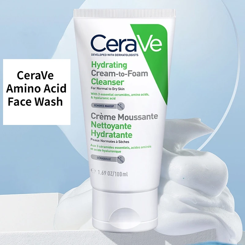 

Original Cerave Foam Amino Acid Cleanser Hydrating Face Cleaning Cream Whitening Moisturizing Shrink Pores Makeup Removal 100ml