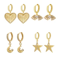 zhukou gold color hoop earrings heart small hoop earrings wings cz stones earrings for women jewelry wholesale ve533