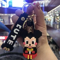 cartoon creative mickey keychain imitation building blocks donald duck stitch silicone keyring chain bag accessories jewelry