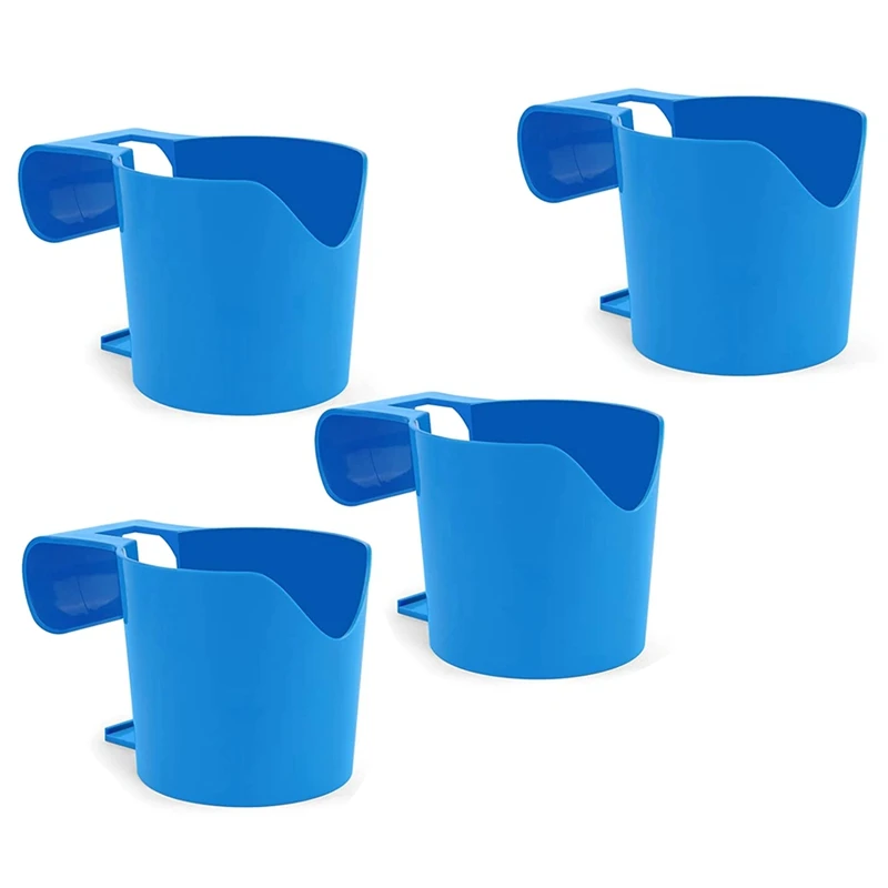 

4 Pack Poolside Cup Holder For Above Ground Swimming Pool, Blue Pool Cup Holder For Drinks Fit 2 Inch Or Less Poolside Top Bar