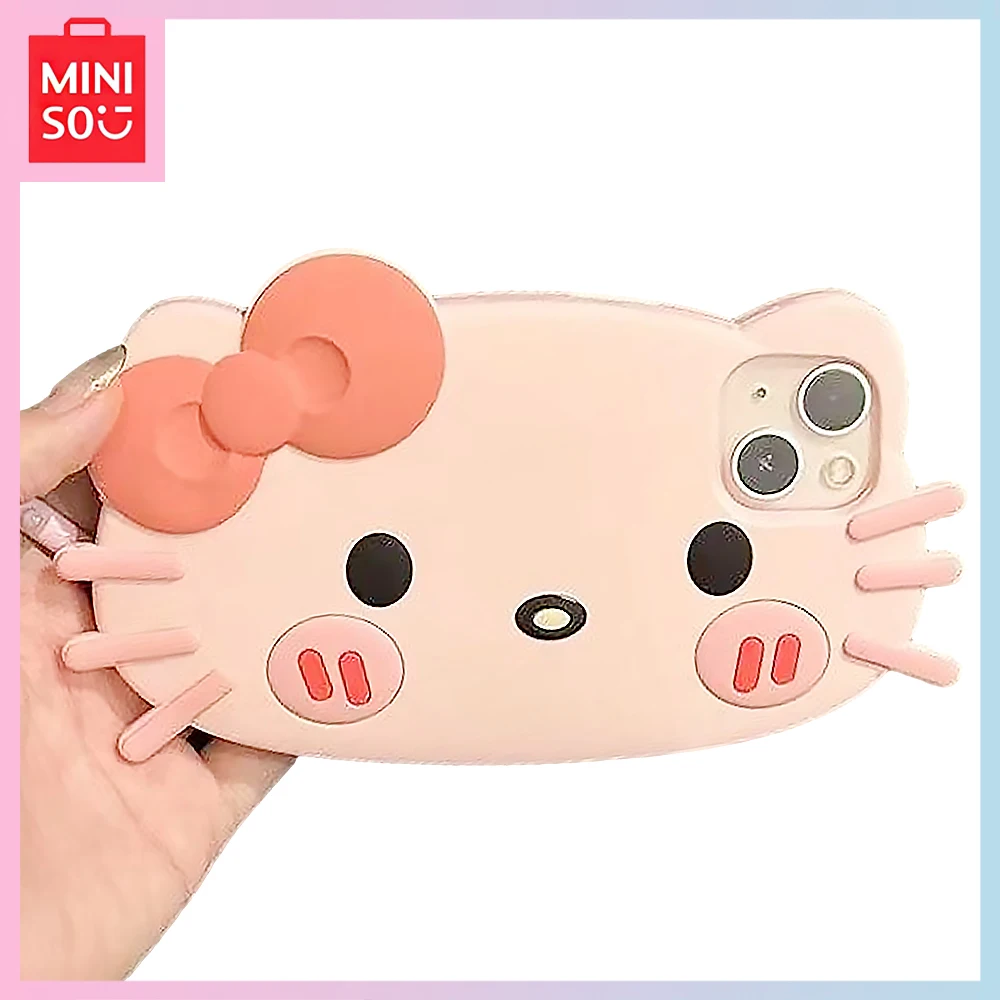 

Miniso Hello Kitty Kawaii Румяна Iphone 14/13Promax мультфильм 12/11 Pro силиконовый полноразмерный чехол с защитой от падения подарок для девочек на день рождения