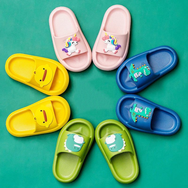 Kids Antiskid Slippers for Household 2-8Y Children Cartoon PVC Flat Heels Shoes Summer Girls Beach Sandals Boys Garden Slippers