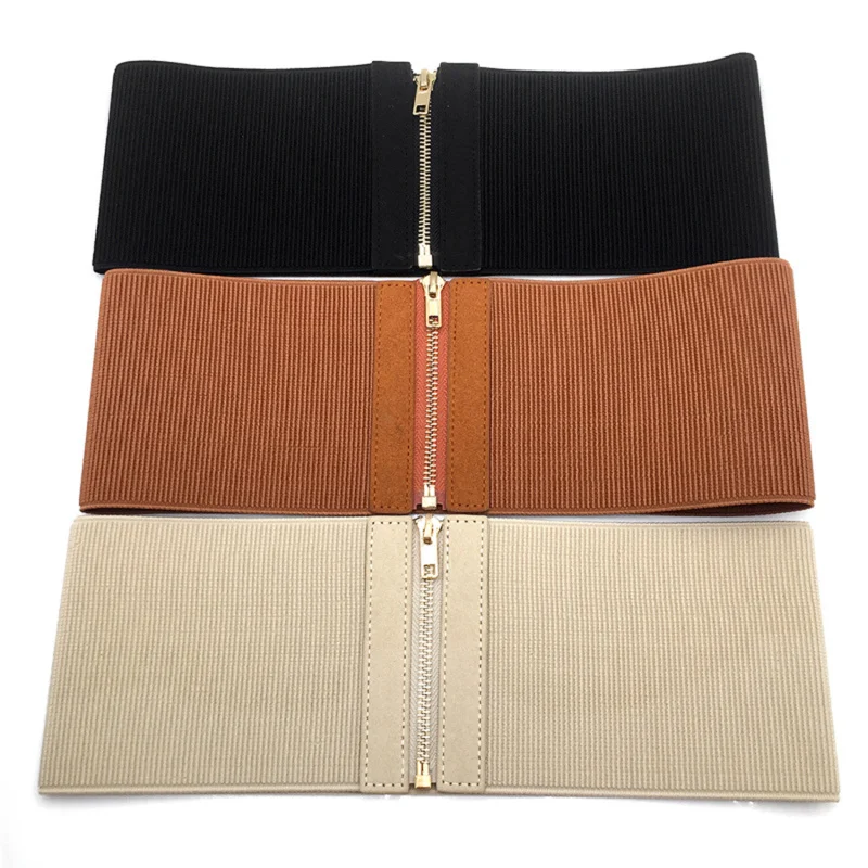 

Women Elastic Waist Belt Dress Belt Accessories Stretch Wide Zipper Corset Cummerbund Waistband Dress Adornment for Women Strap