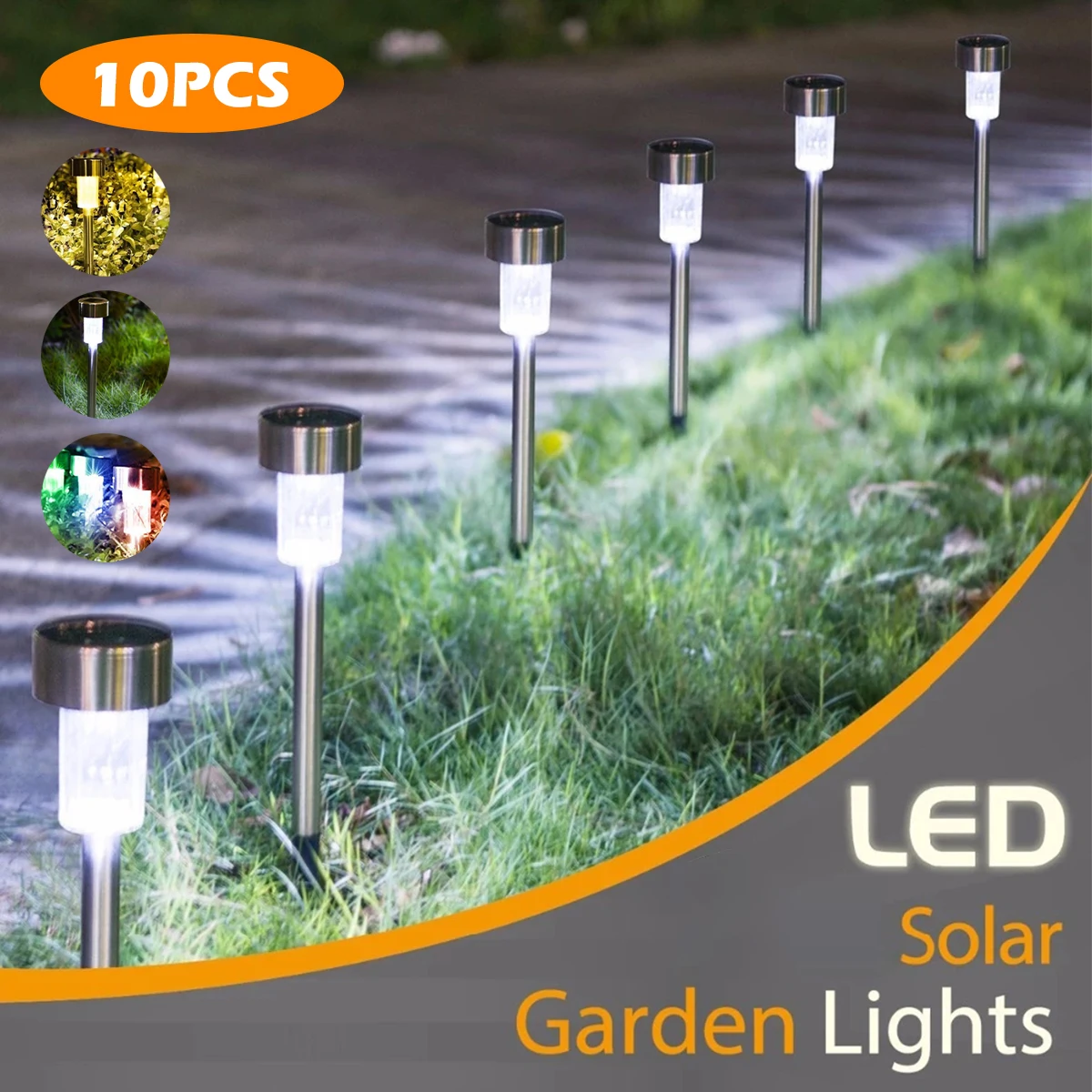 

10Pcs Solar Path Lights Outdoor Solar Garden Lights Solar Lawn Lamp Color LED Solar Lights IP65 Waterproof Solar Landscape Light