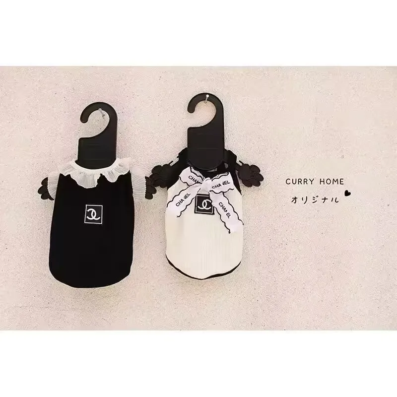

Fashion Dog Dresses for Small Dogs Black White Clothes with Bow Skirt for Poodle Puppy Kitten Spring Summer Pet Clothes
