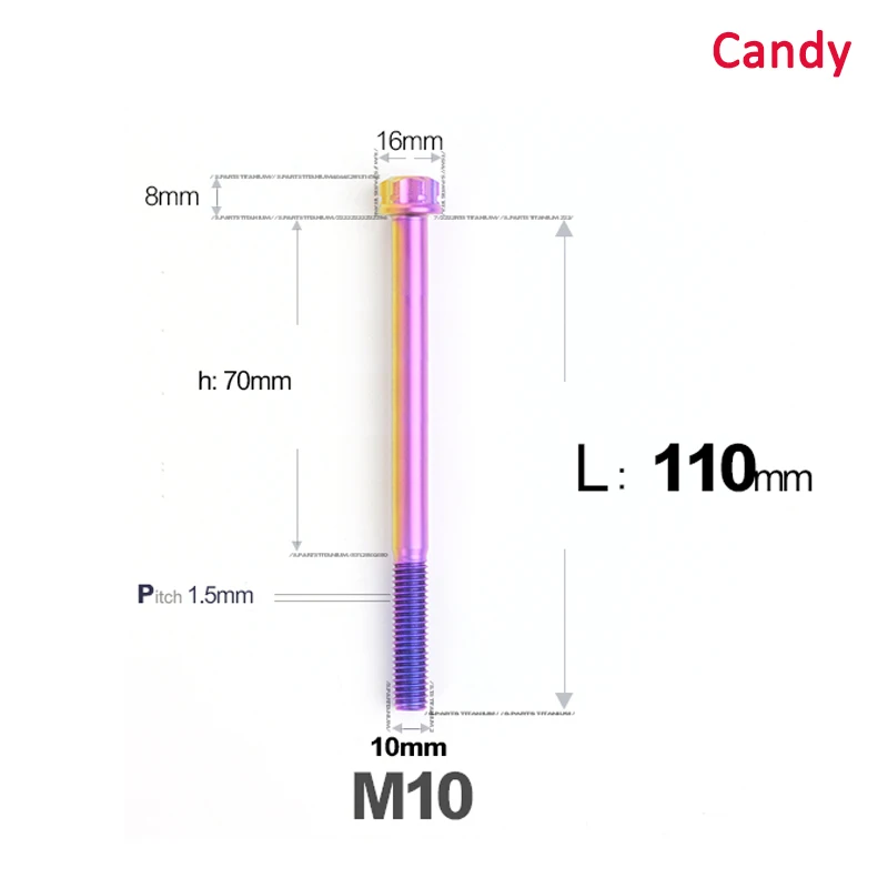 1 шт. m10x110 мм Шаг 5 титановый винт A3 Стандартная головка мотоциклетные