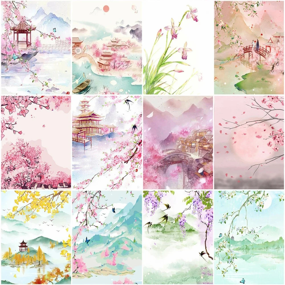 

Полноразмерная алмазная живопись, цветы, дерево, пейзаж, рисунок на холсте, ручная роспись, подарок «сделай сам», весенний пейзаж, картина, у...