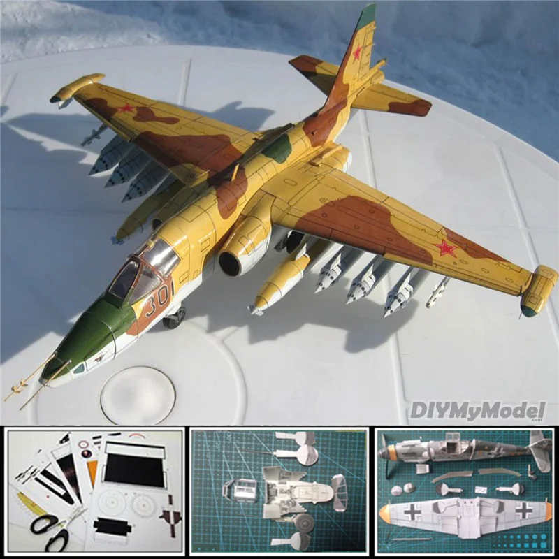 

3D Paper Model Toy 1:33 scale Soviet Union Sukhoi Su-25 Attack Plane manual papercraft aircraft Military model collections