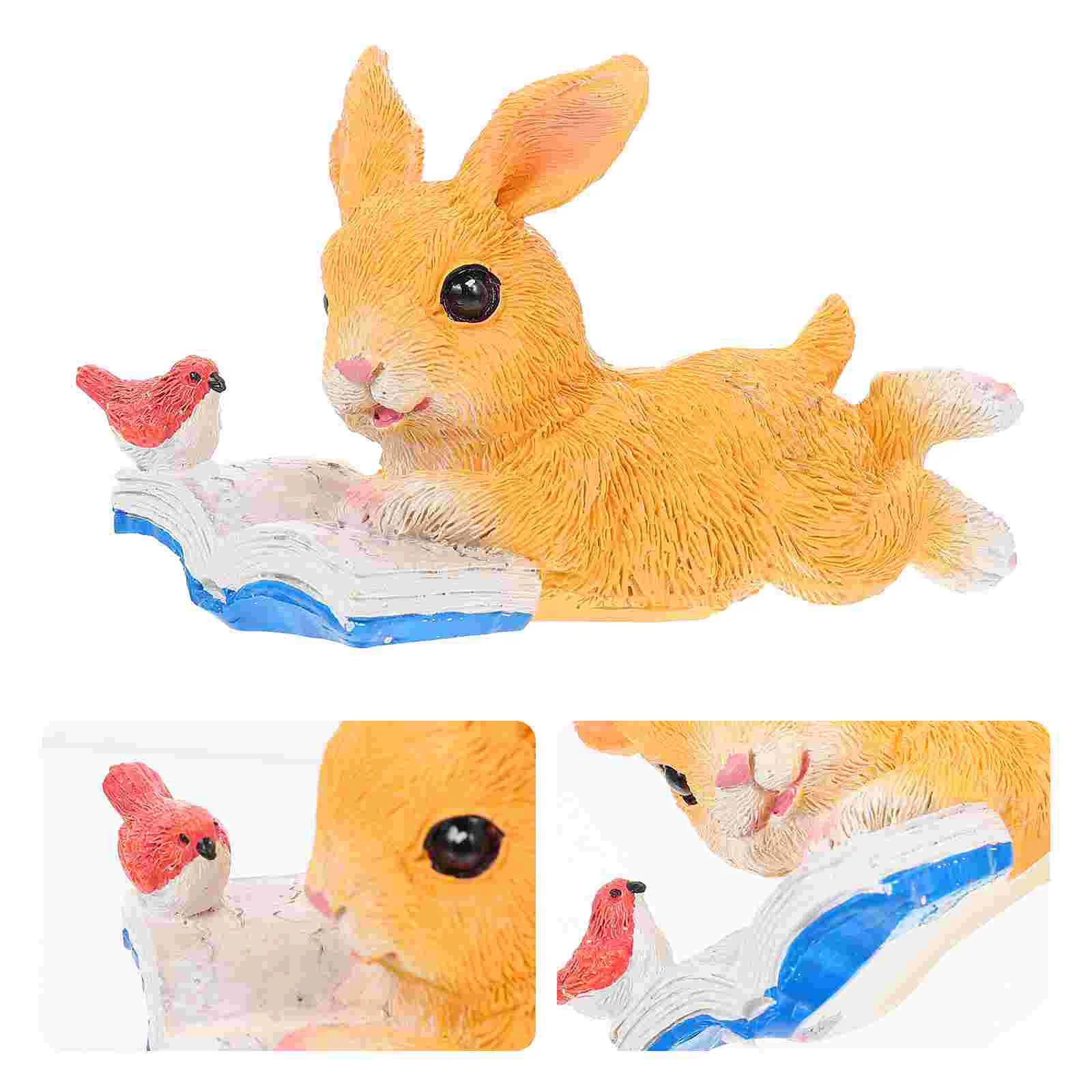 

Bunny Rabbit Statue Garden Outdoor Figurines Resin Sculpture Animal Figurine Ornaments Decor Animals Miniature Reading Easter