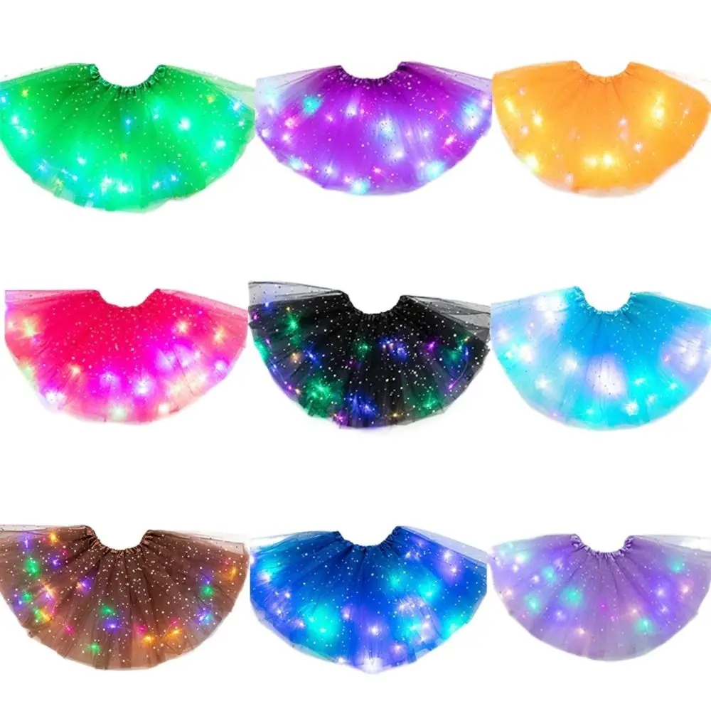 

Sequins Multi-color Fairy Star Mesh Lovely Girls Tutu Skirts Children Short Dress Luminous Skirts Cute Skirts