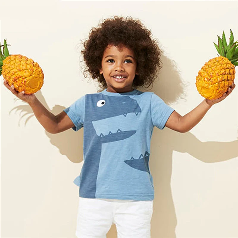 

Детская футболка с рисунком Спортивная одежда для мальчиков детские футболки с рисунком динозавра детская одежда с аппликацией в виде живо...