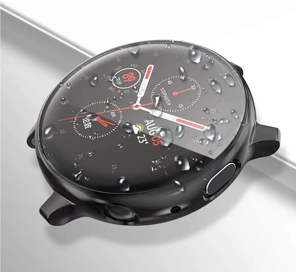 Tempered Glass Case For Samsung Galaxy Watch Active 2 44mm 40mm Full Coverage Bumper With Protective Cover Screen Protector Tpu
