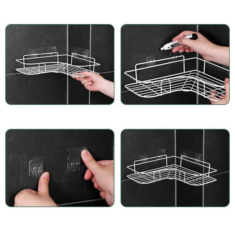 Настенный угловой стеллаж для хранения шампуня косметики