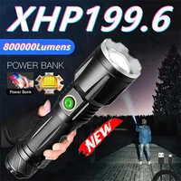 800000lm powerful flashlight xhp199 6 led 16 core waterproof ipx6 zoom torch 5mode usb rechargeable lamp use 1865026650 battery