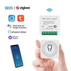 Tuya 16A Мини Wifi  Zigbee смарт-переключатель DIY 2-полосное управление реле таймер для умной жизни работа с Alexa Google Home Яндекса Алиса